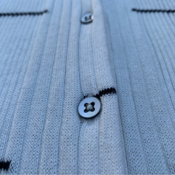 White Duster Length Cardigan with Black Dashes (Cabi) - Picture 5 of 7